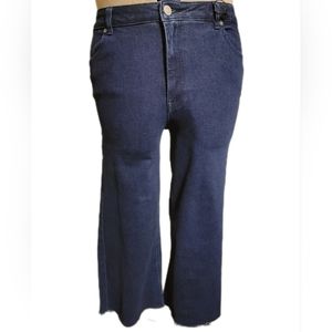 🔖👉🎉NWT🎉👉Eloquii Denim High Rise Wide Leg Crop Length Dark Wash Jeans Sz 16